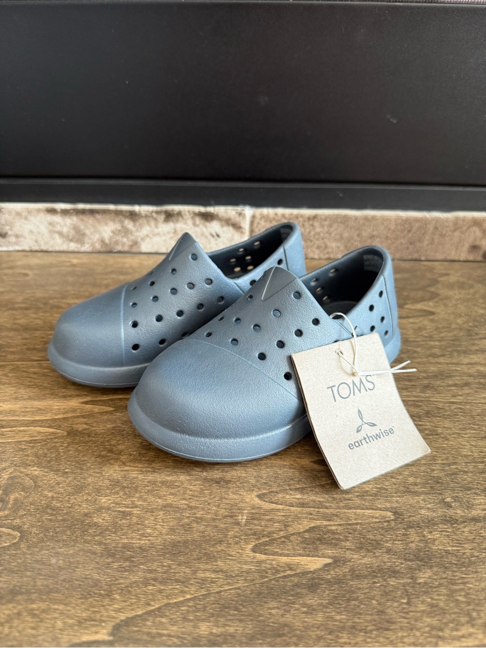 TOMS Tiny Alpargata Mallow Molded Slip-On Shoes Slate Blue Kids US 9 10017780